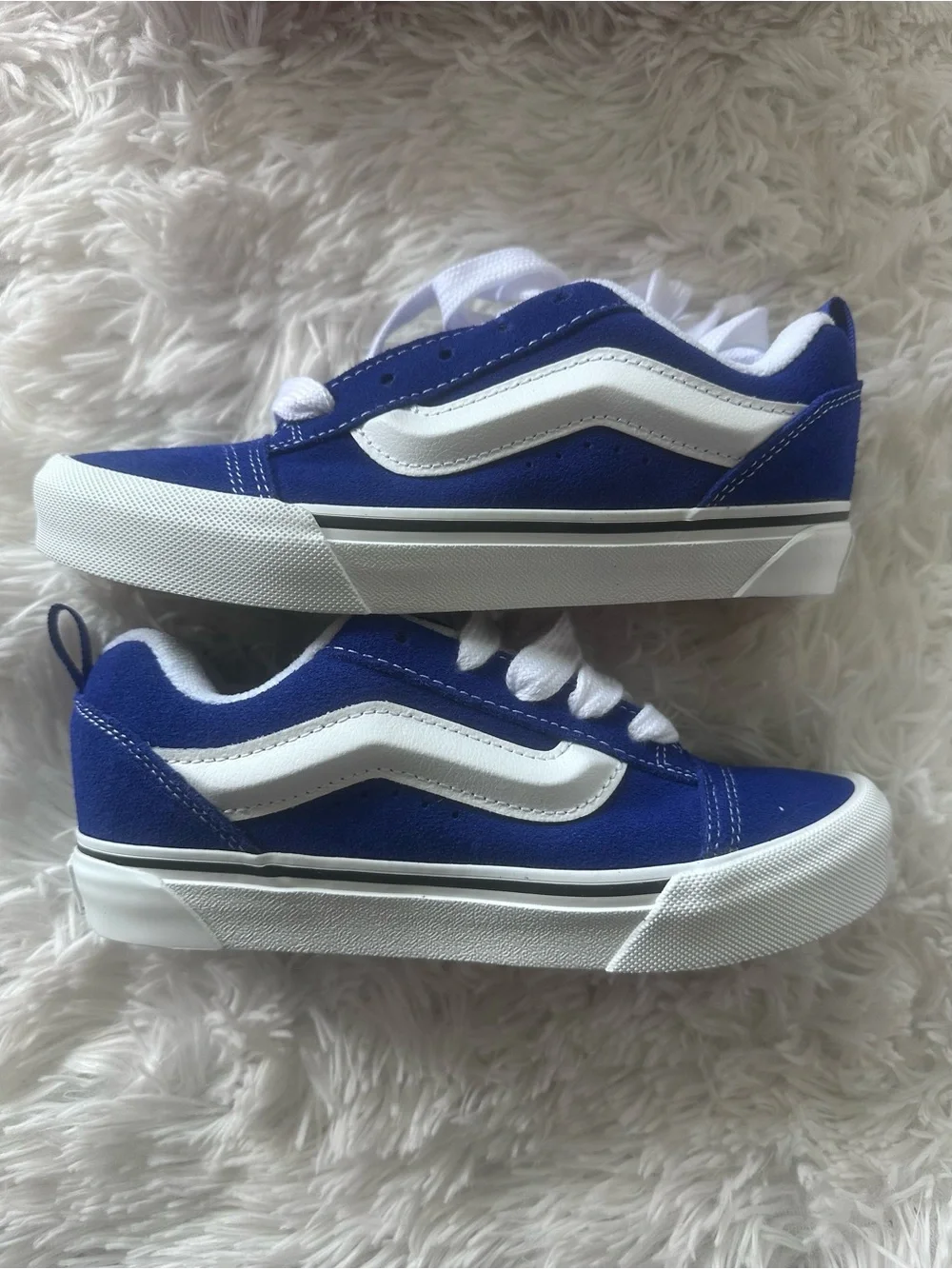 NEW Vans KNU SKOOL Kids Blue Skate-Style Sneakers with White Stripe size 3